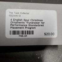 4 English Spur Christmas Ornaments *Fundraiser for Performance Standarbred Placement Program
