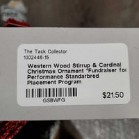 Western Wood Stirrup & Cardinal Christmas Ornament *Fundraiser for Performance Standarbred Placement Program

