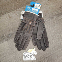 Pr Leather Riding Gloves, tags *new, mnr stains?dirt, older?
