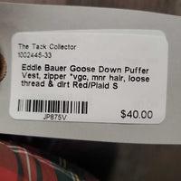 Goose Down Puffer Vest, zipper *vgc, mnr hair, loose thread & dirt
