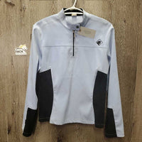 LS Shirt, 1/3 Zip Up, snap collar *gc, older, stains, mnr snags & rubs
