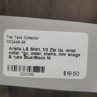 LS Shirt, 1/3 Zip Up, snap collar *gc, older, stains, mnr snags & rubs
