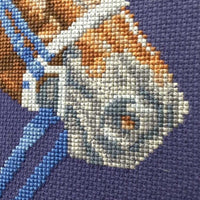 Cross Stitch "Secretariat" by C.Klavand '89, Matted, Framed *vgc, mnr chips, hair & dirt
