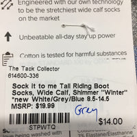 Tall Riding Boot Socks, Wide Calf, Shimmer "Winter" *new
