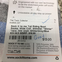 Tall Riding Boot Socks, Wide Calf, Shimmer "Winter" *new, mnr stain
