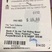 Tall Riding Boot Socks, "Stay Positive" *new
