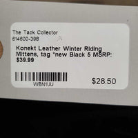 Leather Winter Riding Mittens, tag *new
