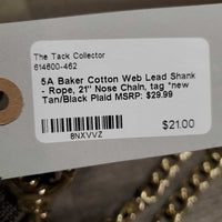 Cotton Web Lead Shank - Rope, 21" Nose Chain, tag *new
