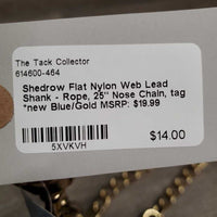 Flat Nylon Web Lead Shank - Rope, 25" Nose Chain, tag *new
