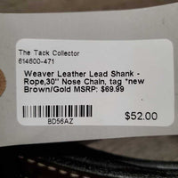 Leather Lead Shank - Rope,30" Nose Chain, tag *new
