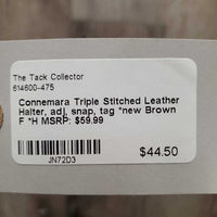 Triple Stitched Leather Halter, adj, snap, tag *new
