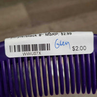 Soft Touch Plastic Mane Comb, rubber handle, tag *new
