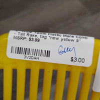 4" Wide Tooth Plastic Mane Comb - Tail Rake, tag *new
