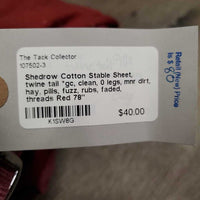 Cotton Stable Sheet, twine tail *gc, clean, 0 legs, mnr dirt, hay, pills, fuzz, rubs, faded, threads
