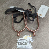 Pr Round End Spurs, Braided Nylon Spur Straps *vgc, clean, mnr stains, scuffs, scratches & rubs
