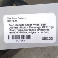 Wide Soft Leather Short - Dressage Girth *gc, clean, rippled/creased underside, residue, stains, edges: v.dented, curled & folded

