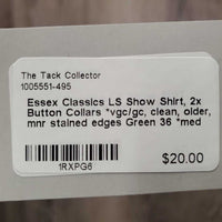 LS Show Shirt, 2x Button Collars *vgc/gc, clean, older, mnr stained edges
