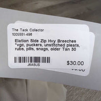 Side Zip Hvy Breeches *vgc, puckers, unstitched pleats, rubs, pills, snags, older
