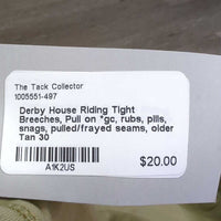 Riding Tight Breeches, Pull on *gc, rubs, pills, snags, pulled/frayed seams, older
