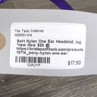 Soft Nylon One Ear Headstall, tag *new
