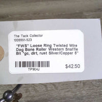 "FWS" Loose Ring Twisted Wire Dog Bone Roller Western Snaffle Bit *gc, dirt, rust
