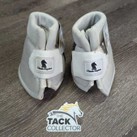 High Top "Collar" No Turn Bell Boots, velcro *vgc, clean, mnr dingy & stains, older?
