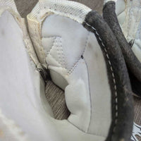 High Top "Collar" No Turn Bell Boots, velcro *vgc, clean, mnr dingy & stains, older?
