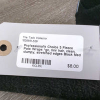 3 Fleece Polo Wraps *gc, mnr hair, clean, clumpy, stretched edges
