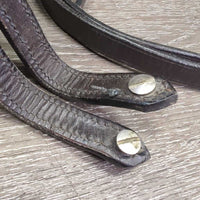 Pr Leather Split Reins, Chicago screws *vgc, clean, stiff, creases/folds
