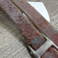 Rolled Leather Barrel - Roper Loop Reins, 2x conway buckles *fair, older, scrapes, rubs, xholes, twists, faded, creases
