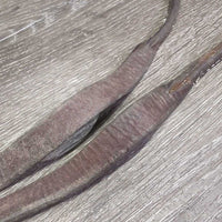Rolled Leather Barrel - Roper Loop Reins, 2x conway buckles *fair, older, scrapes, rubs, xholes, twists, faded, creases
