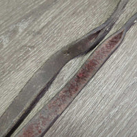 Rolled Leather Barrel - Roper Loop Reins, 2x conway buckles *fair, older, scrapes, rubs, xholes, twists, faded, creases
