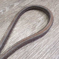 Rolled Leather Barrel - Roper Loop Reins, 2x conway buckles *fair, older, scrapes, rubs, xholes, twists, faded, creases
