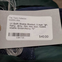 Lt Quilt Stable Blanket, 2 legs *gc, hairy, dirty, film, mnr tear, faded, stains
