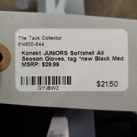 JUNIORS Softshell All Season Gloves, tag *new
