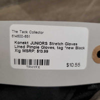 JUNIORS Stretch Gloves Lined Pimple Gloves, tag *new
