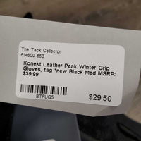 Leather Peak Winter Grip Gloves, tag *new
