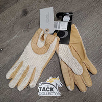 Crochet & Leather Gloves, Tag *new
