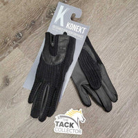 Crochet & Leather Gloves, Tag *new
