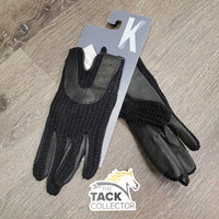 Crochet & Leather Gloves, Tag *new
