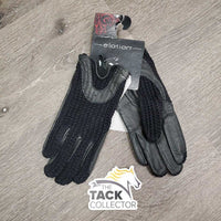 Crochet & Leather Gloves, Tag *new
