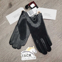 Crochet & Leather Gloves, Tag *new
