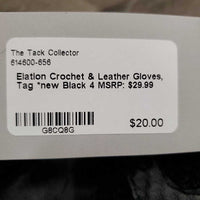 Crochet & Leather Gloves, Tag *new
