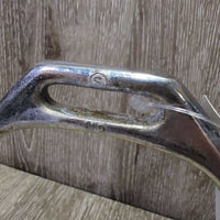 1 ONLY Thick Stirrup Iron, grip *fair, pitted, clean, oxidized, scrapes, v.discolored & cracked grips
