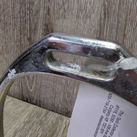 1 ONLY Thick Stirrup Iron, grip *fair, pitted, clean, oxidized, scrapes, v.discolored & cracked grips
