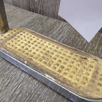 1 ONLY Thick Stirrup Iron, grip *fair, pitted, clean, oxidized, scrapes, v.discolored & cracked grips
