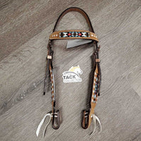 One Ear Headstall, Beaded, laces *like new, mnr scrapes, dents & stains
