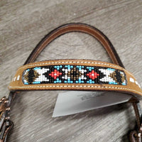 One Ear Headstall, Beaded, laces *like new, mnr scrapes, dents & stains
