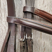 FS Rsd Padded Bridle, Braided Reins *NO CHEEKS, vgc, mnr scrapes, rubs, dirty seams, xholes, bent
