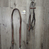 Rsd Bridle, Braided Reins *vgc, NO Noseband, clean & mnr dirty, v.stiff, v.stiff keepers
